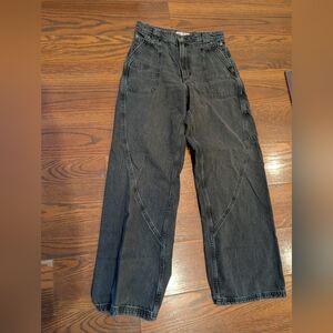 We The Free Distressed Relaxed Fit Gray Wide Leg Jeans 26 Boho Street wear